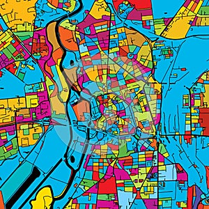 Halle Saale, Germany, Colorful Vector Map on Black