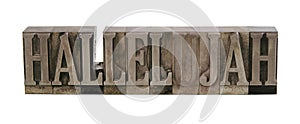 Hallelujah in metal letterpress type