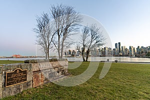 Hallelujah Point. Stanley Park Seawall at sunset time. Vancouver, Canada