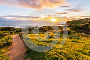 Hallett Cove Conservation Park trail at sunset