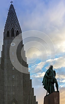 Hallgrimskirkja Cathedral and Leif Eriksson Statue