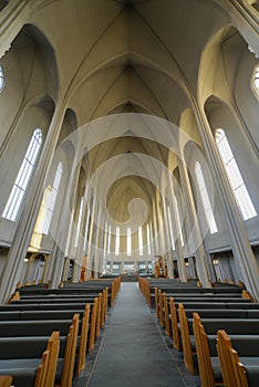 Hallgrimskirkja Cathedral in Reykjavik , Iceland