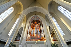 Hallgrimskirkja Cathedral in Reykjavik , Iceland