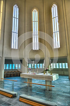 Hallgrimskirkja Cathedral in Reykjavik , Iceland