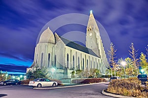 Hallgrimskirkja church in Reykjavik, Iceland.