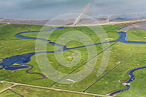 Hallig Hooge, Aerial Photo of the Schleswig-Holstein Wadden Sea National Park