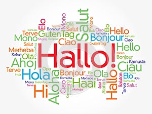 Hallo (Hello Greeting in German) word cloud photo