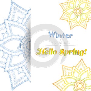 Hallo spring card with round ornament. photo