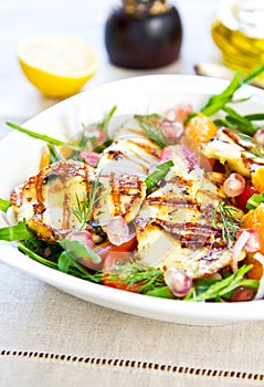 Halloumi with Orange and Rocket salad