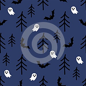 Halloween Seamless Pattern. Terrible Forest