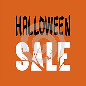 Happy halloween. Halloween Sale special offer banner template with hand drawn lettering for holiday shopping.