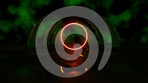 Halloween abstract background VJ Loop tunnel motion graphics. Circle in the middle with a place for text. Seamless loop