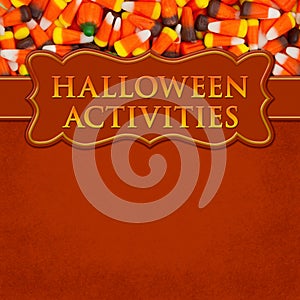 Halloween Activities orange candy corn square border with copy s