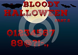 Halloween alphabet. Bloody effect font. Vector art