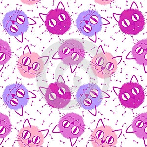 Halloween animals seamless watercolor paint cats pattern for fabrics and kids clothes and party accessories