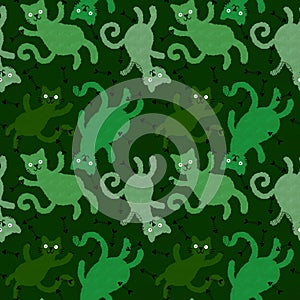 Halloween animals seamless watercolor paint cats pattern for fabrics and kids clothes and party accessories