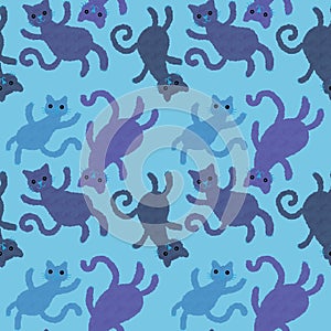 Halloween animals seamless watercolor paint cats pattern for fabrics and kids clothes and party accessories