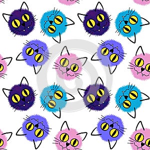 Halloween animals seamless watercolor paint cats pattern for fabrics and kids clothes and party accessories