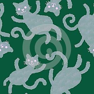 Halloween animals seamless watercolor paint cats pattern for fabrics and kids clothes and party accessories