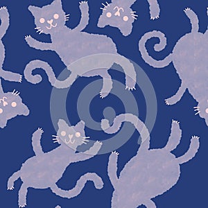 Halloween animals seamless watercolor paint cats pattern for fabrics and kids clothes and party accessories