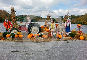 Halloween Autumn Display of Scarecrows photo
