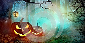 Halloween backdrop with Jack O` Lantern