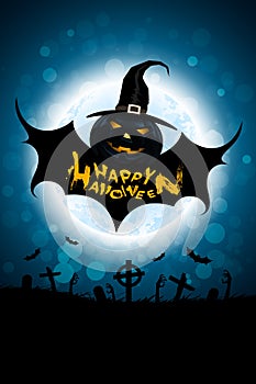 Halloween Background with Bat Monster