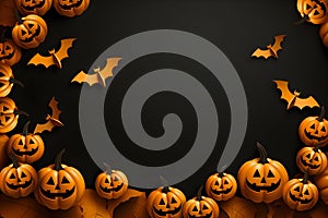 Halloween background with bat and pumpkin decoration