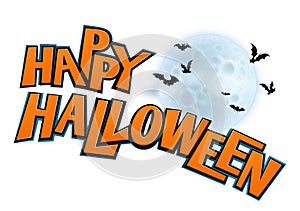 Halloween Background Bats And Moon Cartoon Sign