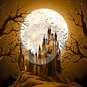 Halloween Background with Castle