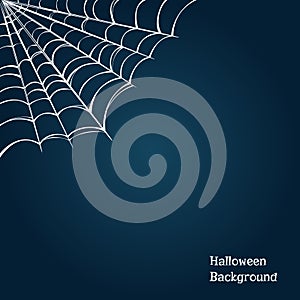 Halloween background with a cobweb in the corner. Vector illustration