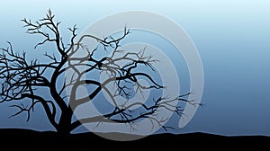 Halloween Background concept. Spooky scary tree silhouette and full moon. AI illustration