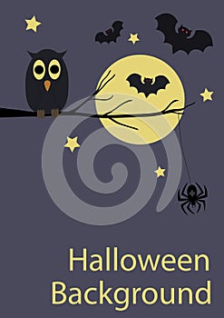 Halloween background with cute animals