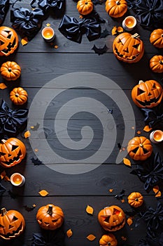 Halloween Background with Dark Wood and Empty Middle Space