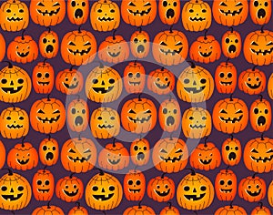 Halloween background with funny pumpkins