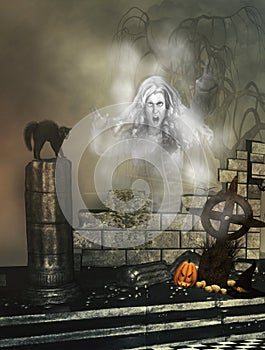 Halloween background with ghost