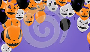 Halloween Background with Halloween Ghost Balloons.Scary air balloons.Website spooky,Background . Vector illustration