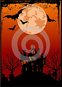 Halloween background with haunted house