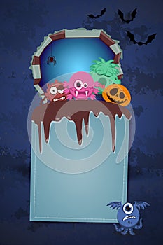 Halloween background with monsters