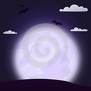 Halloween background night forest with moon illustration. Allhallows Eve. Saints Day