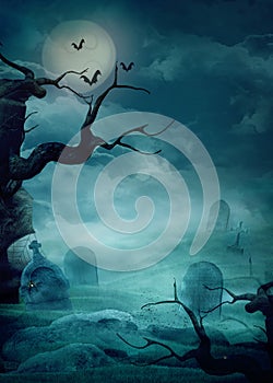 Halloween background - Spooky graveyard photo