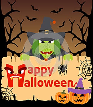 Halloween background with Witch vector