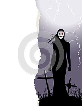 Halloween background with woman ghost