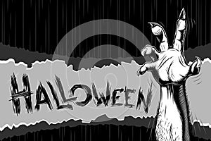 Halloween Background Zombie Hand Title Sigh Tradition Holiday