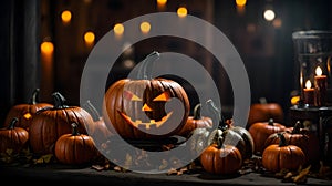 Halloween banner background with halloween pumpkin and night scene wallpaper