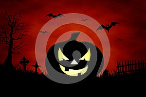 Halloween banner background with Jack o` lantern pumpkin