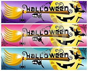 Halloween banner collection broom stick