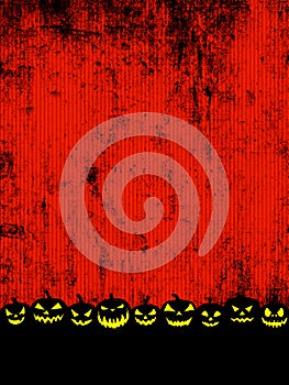 Halloween banner grunge background with Jack-o-lantern pumpkins