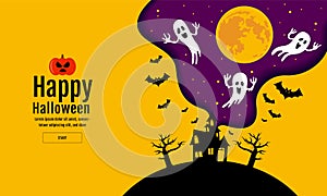 Halloween Banner with Halloween Ghost Balloons.Scary air balloons.Website spooky or banner template