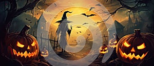 Halloween Banner promo sale illustration of a halloween